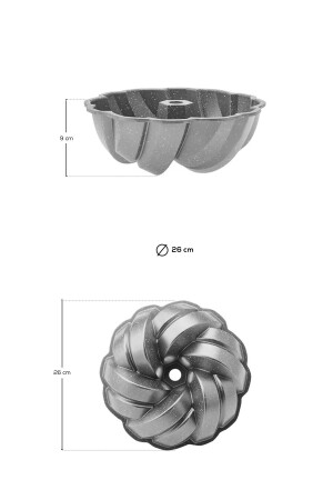 Cake Pro Örgü Döküm Kek Kalıbı Antrasit 26 Cm - 6