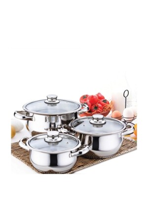 Çakır Mini-Kochgeschirr-Set 3-teilig mit Glasdeckel GÜLCKR101-C - 5