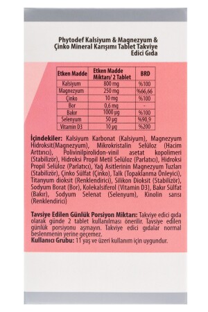 Calcium-Magnesium-Zink – 60 Tabletten (CALCIUM MAGNESİUM ZINC) PHYTDFCLSYM - 6