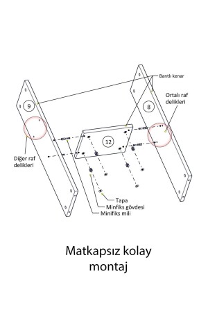 Çalışma Masası Parlak Beyaz Kitaplıklı Raflı Masa - 6