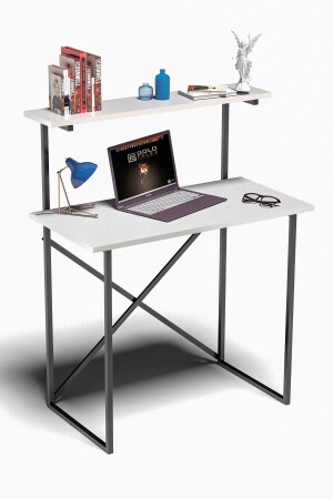Çalışma Masası Raf Kitaplık Çok Amaçlı Ofis Masa Beyaz FMA4006 - 3