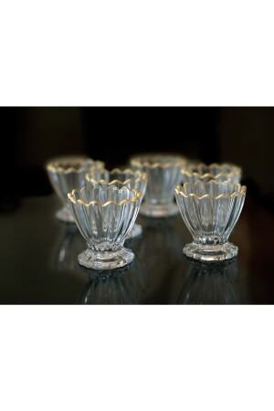 Cam 6’lı Magnolia Dondurmalık & Çerezlik Seti (yaldızlı) bln desing magnolia dondurmalık çerezlik - BLN DESIGN