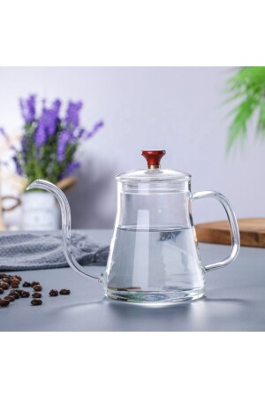 - Cam Borosilikat Kettle Ibrik 600 ml Ateşe Dayanıklı - Turuncu 041200303 - 4