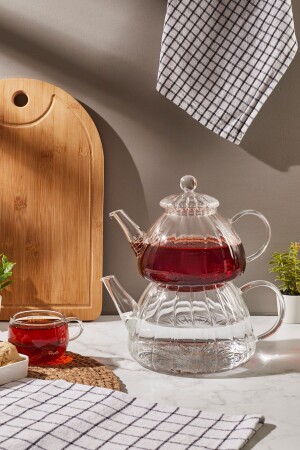 Cam Çaydanlık Isıya Dayanıklı Orta Boy Cam Çaydanlık Takımı-borosilikat Cam Çaydanlık - 1