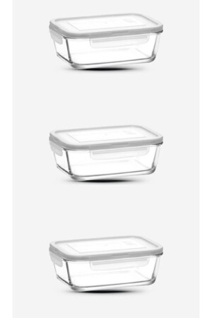 Cam Kilitli Saklama Kabı 3'lü Set 800cc-yeni Seri Dikdörtgen Cam Saklama Kabı frs239-3 - Lav