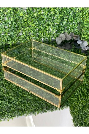 صندوق من الزجاج من صندوق الشوكولاتة الذهبية منظمة المكياج صندوق gld30 - Bera tasarım