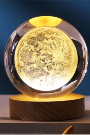 Cam Lamba Ay Uzay Figürlü Usb Gece Işığı Led Kristal Top Masa Lambası Şık Tasarım Kaliteli Lamba - Utelips