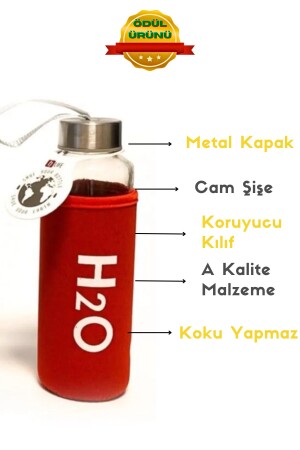 Cam Termos Matara - Metal Kapaklı Suluk Kılıflı Bottle Koku Yapmaz Şişe Sürahi Özel Üretim - 1