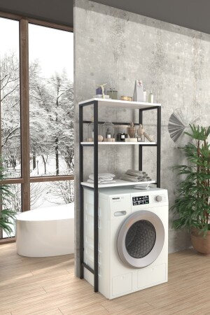 Çamaşır Makinası Üstü Düzenleyici Raf Beyaz 3 Raflı Banyo Düzenleyici 84556151841 - 1