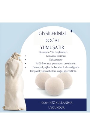 Çamaşır Yün Kurutma Topu Ve Koku Seti - Doğal Yumuşatıcı - Kurutma Makinesi Için - 3 Adet - Xl - 3