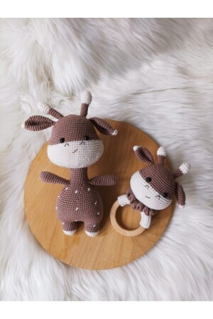 Candy Giraffe Sleeping Buddy und Rassel Amigurumi Strickspielzeug P755S325 - 1