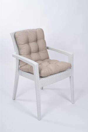 Candy Pofidik Arkalıklı Bej Sandalye Minderi Özel Dikişli Bağcıklı 43x88 Cm - 1
