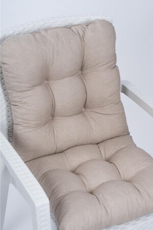 Candy Pofidik Arkalıklı Bej Sandalye Minderi Özel Dikişli Bağcıklı 43x88 Cm - 2