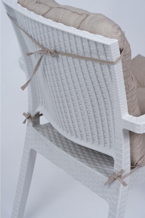 Candy Pofidik Arkalıklı Bej Sandalye Minderi Özel Dikişli Bağcıklı 43x88 Cm - 3