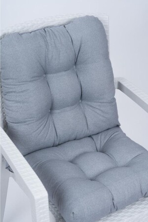 Candy Pofidik Arkalıklı Gri Sandalye Minderi Özel Dikişli Bağcıklı 43x88 Cm - 2