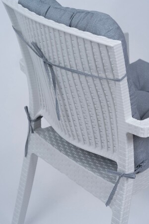 Candy Pofidik Arkalıklı Gri Sandalye Minderi Özel Dikişli Bağcıklı 43x88 Cm - 3