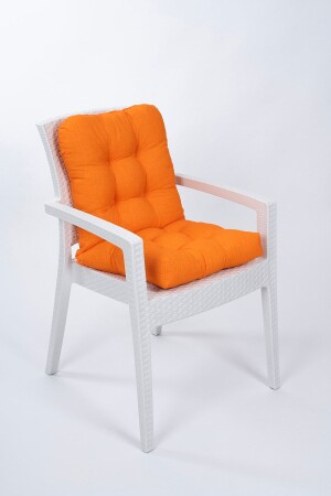 Candy Pofidik Arkalıklı Turuncu Sandalye Minderi Özel Dikişli Bağcıklı 43x88 Cm - 1