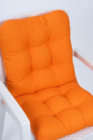 Candy Pofidik Arkalıklı Turuncu Sandalye Minderi Özel Dikişli Bağcıklı 43x88 Cm - 2