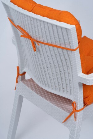 Candy Pofidik Arkalıklı Turuncu Sandalye Minderi Özel Dikişli Bağcıklı 43x88 Cm - 3