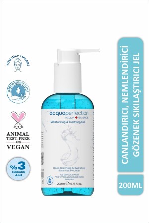 Canlandırıcı Nemlendirici Ve Gözenek Sıkılaştırıcı Glikolik Salisilik Asit Yüz Temizleme Jeli 200 ml - Acqua Perfection