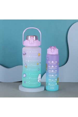 Canmatara2li Motivational 2 Li Wasserflasche, Wasserflaschentrinker, 2 l + 900 ml, Tritan mit Babygymnastik, Wasserflaschentrinker - 2
