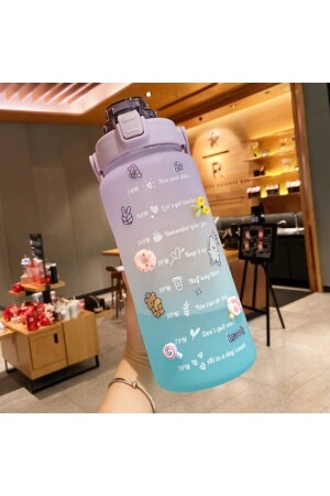 Canmatara2li Motivational 2 Li Wasserflasche, Wasserflaschentrinker, 2 l + 900 ml, Tritan mit Babygymnastik, Wasserflaschentrinker - 7