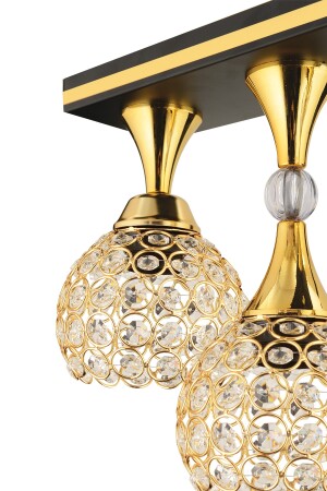 Cansu 4 Lü Kristal Top Siyah Gold Yaldızlı Modern Lüks Avize 4013 - 3