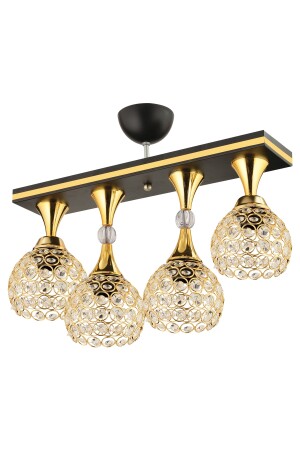 Cansu 4 Lü Kristal Top Siyah Gold Yaldızlı Modern Lüks Avize 4013 - 4