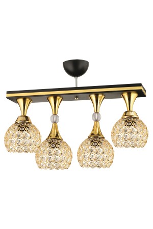 Cansu 4 Lü Kristal Top Siyah Gold Yaldızlı Modern Lüks Avize 4013 - 5