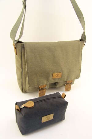 Canvas Khaki Wasserdichte Postman Business School Aktentasche Laptoptasche (MIT HANDTASCHENGESCHENK) - 5