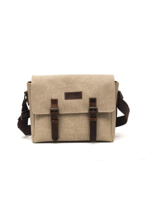 Canvas – Umhängetasche aus Leder in Beige – Design01 - 3