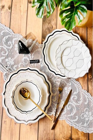 Canyon 140-teiliges Bone China-Geschirrset für 12 Personen, Gabel-Löffel-Set und Tischset-Set 0TR5180 - CASA DE BELLA