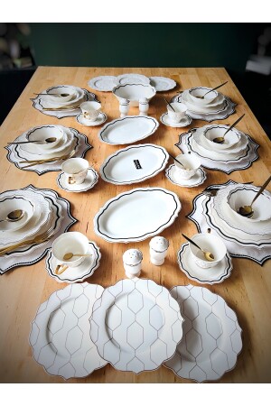 Canyon 140-teiliges Bone China-Geschirrset für 12 Personen, Gabel-Löffel-Set und Tischset-Set 0TR5180 - 7