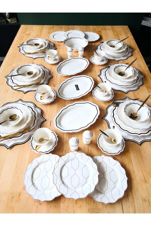 Canyon 140-teiliges Bone China-Geschirrset für 12 Personen, Gabel-Löffel-Set und Tischset-Set 0TR5180 - 8