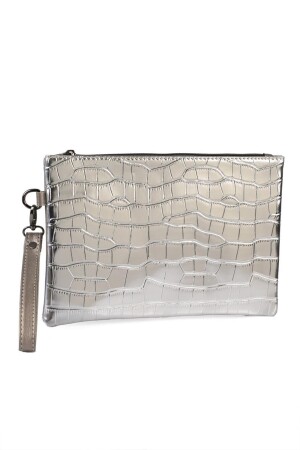 Capone Damen-Clutch aus Lackleder mit Krokodilmuster Paris 221 Silber 356-Z003-VRK-221-000 - 8