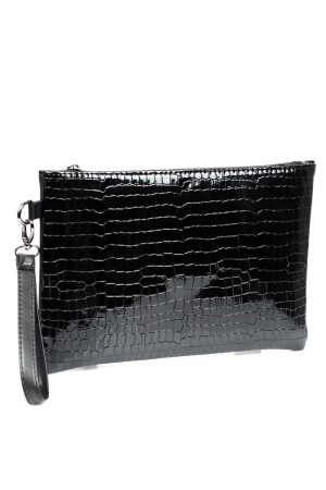 Capone Damen-Clutch aus Lackleder mit Krokodilmuster, Paris, Schwarz - 6