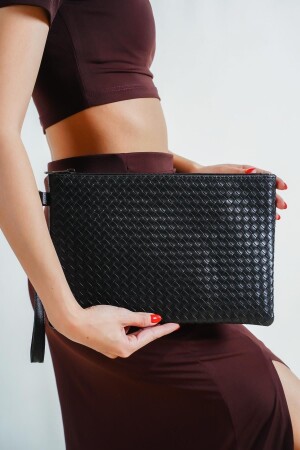 Capone gestrickte gemusterte Paris 222 schwarze Damen-Clutch - 1