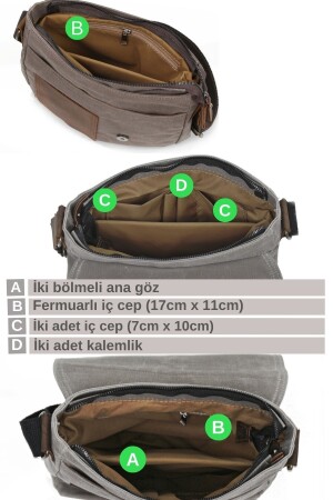 Cappadocia echtes Leder 4035 Teos wasserdicht grau Postman Schulter gewachste Canvas Laptoptasche CAP. 4035 - 4