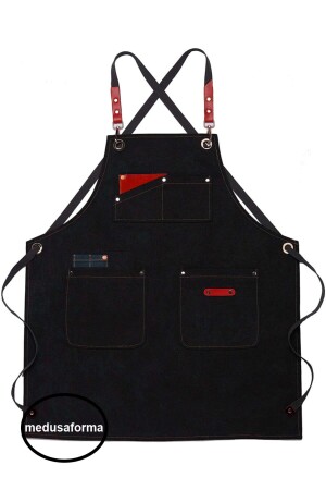 MNZ-Cross Strap الجلود جيب باريستا فرنسية مقهى كبير الطباخ الخادم الطباخ الخادم المطبخ العمل فرنسية - Medusaforma