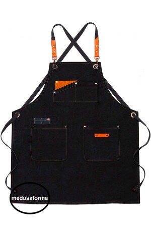 MNZ-Cross Strap الجلد جيب باريستا فرون كافيه رئيس الطباخ الخادم الطباخ الخادم المطبخ العمل فرون 889010065 - medusaforma