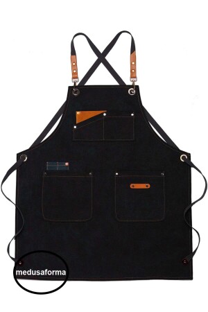 MNZ-Cross Strap الجلد جيب باريستا فرون كافيه رئيس الطباخ الخادم الطباخ الخادم المطبخ العمل فرون 889010065 - medusaforma