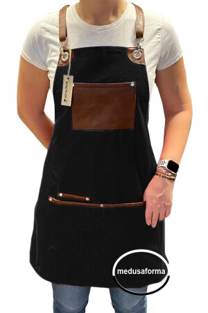 Çapraz Askılı Mutfak Önlüğü Master Şef Cafe Restaurant Chef Garson Barmen Aşçı Kuaför Barista Önlük - Medusaforma