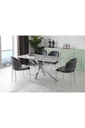 طاولة الطعام من الطراز MNZ-Cross High Gloss 90*160 سم - Erezogulları Mobilya