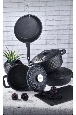 Carabella Döküm 7 Parça Tencere Seti Döküm Kapak TAC-3731 - Taç