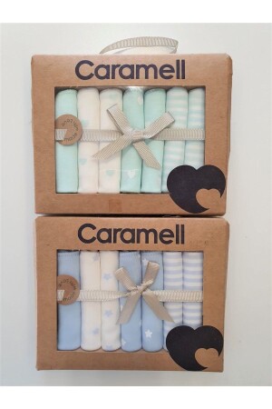 Caramel Organik 7'li Bebe Ağız Mendili-mavi- Mint Yeşil caramell-9230 - 2