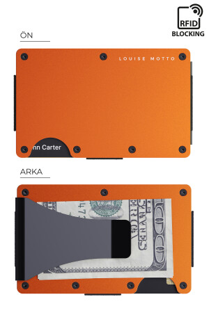 Cardx Burano Clips Geldbörse und Kartenhalter der neuen Generation – minimalistische Metall-Geldbörse – Rfid-Schutz (ORANGE) - 4