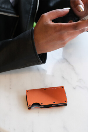 Cardx Burano Clips Geldbörse und Kartenhalter der neuen Generation – minimalistische Metall-Geldbörse – Rfid-Schutz (ORANGE) - 7