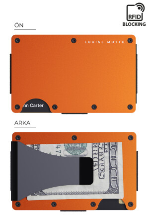 Cardx Burano Clips Yeni Nesil Cüzdan & Kartlık- Minimalist Metal Cüzdan - Rfid Koruma (TURUNCU) - 3
