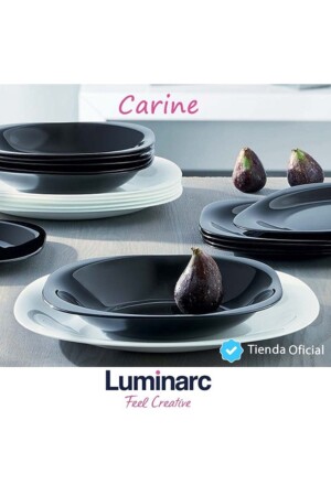 Carine 12 Parça 6 Kişilik Yemek Takımı.beyaz 27 Cm.servis & Siyah 21 Cm.çukur Yemek Tabağı. MADAME LUDA HOME COLLECTİON - 4