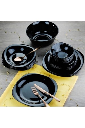 Carine Noir Yemek Takımı 25 Parça 6 Kişilik Siyah MADAME LUDA HOME COLLECTİON - Luminarc
